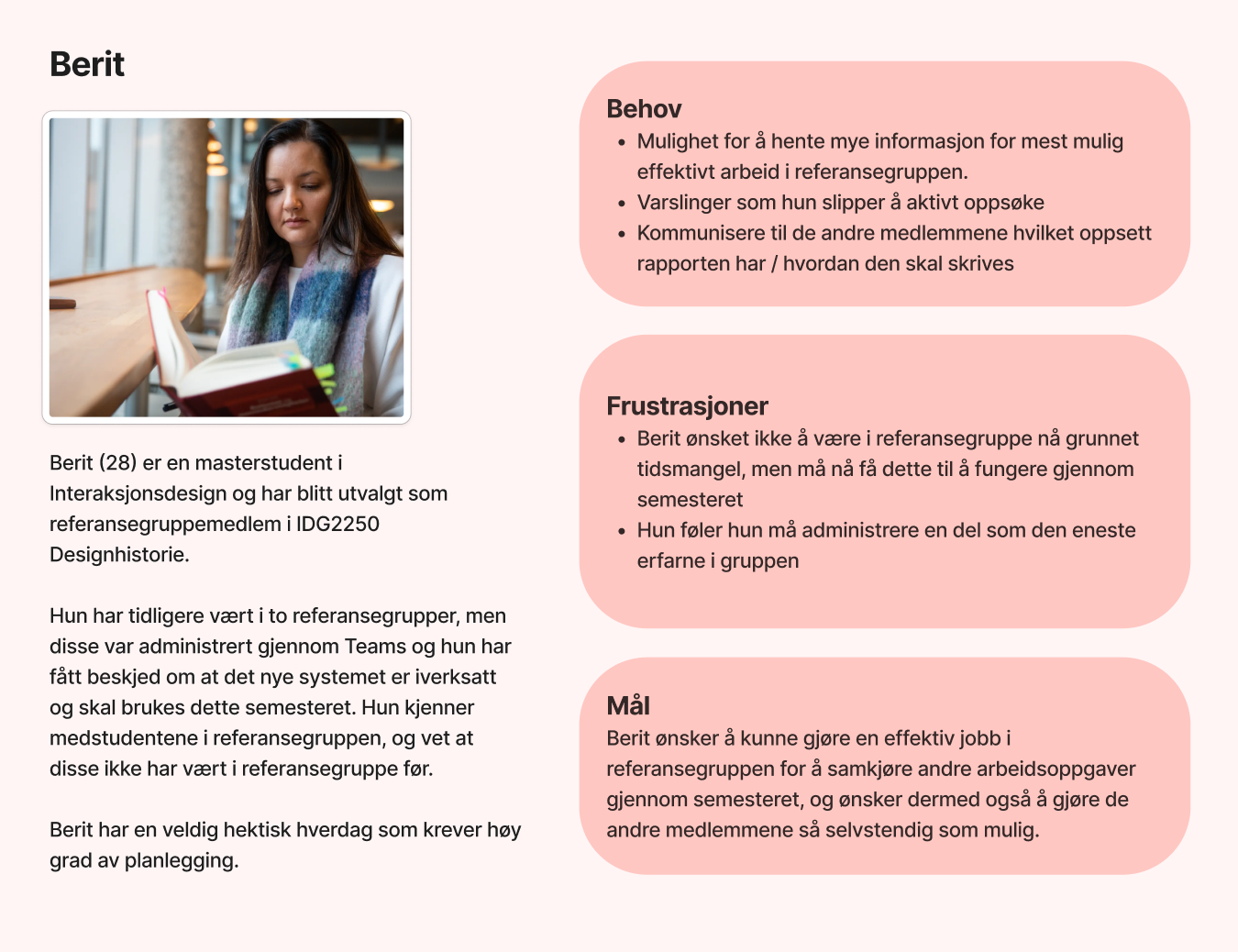 Personas Berit for prototypen