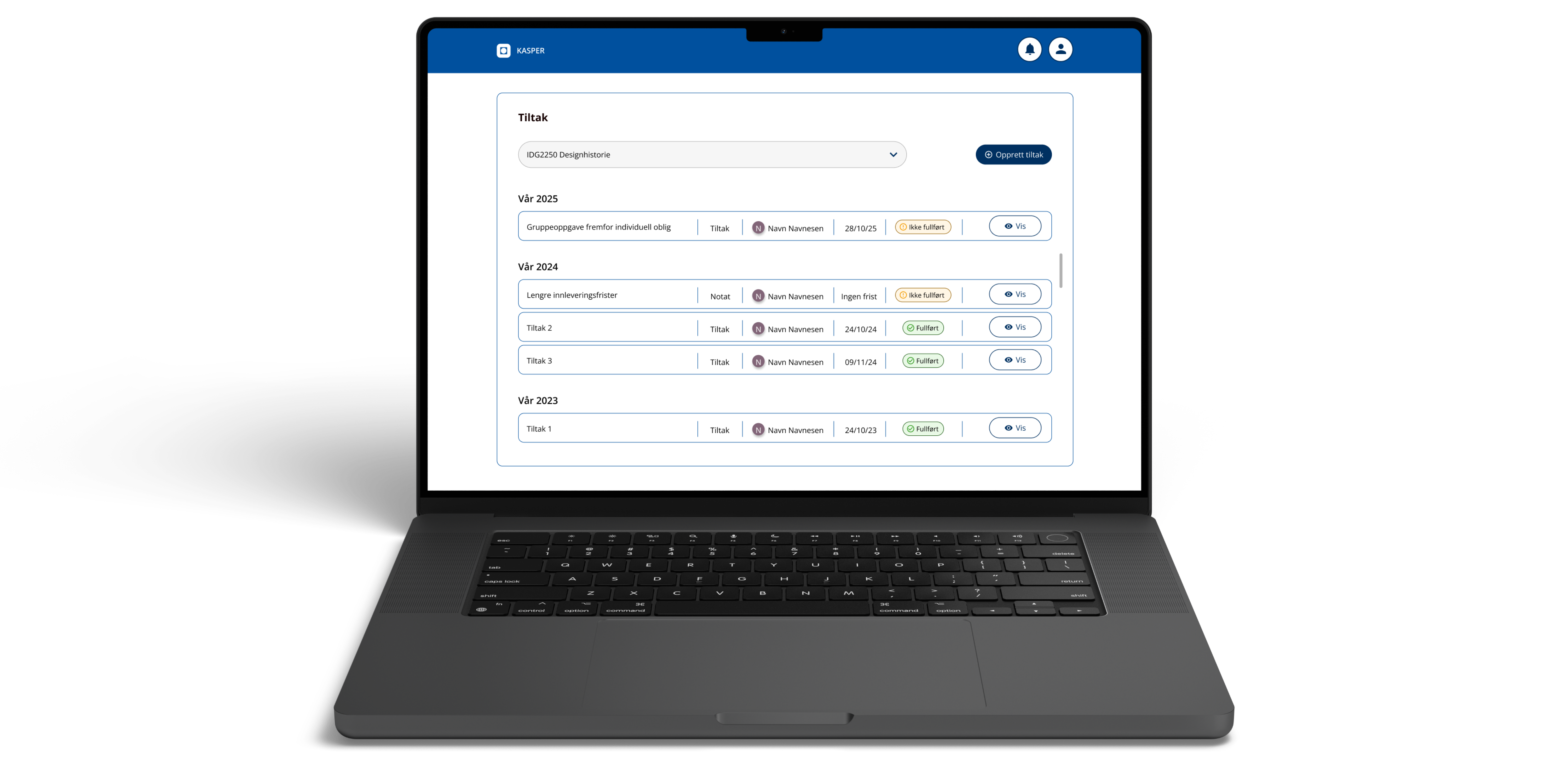 Tiltak for emneansvarlig